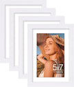 Vittanly 5x7 Picture Frame Set of 4, Display Pictures 4x6 with Mat or 5x7 without Mat, Engineered Wood with Shatter Resistant Plexiglass, Small Photo Frames for Wall or Tabletop Display, White