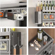 Kitchen Seasoning Shelf Spice Rack Wall Mount with Hooks and Utensil Holder Hanging Seasoning Box Shelf Seasoning Jar Organizer for Sugar Salt Pepper Oil Bottle (3 Boxes)