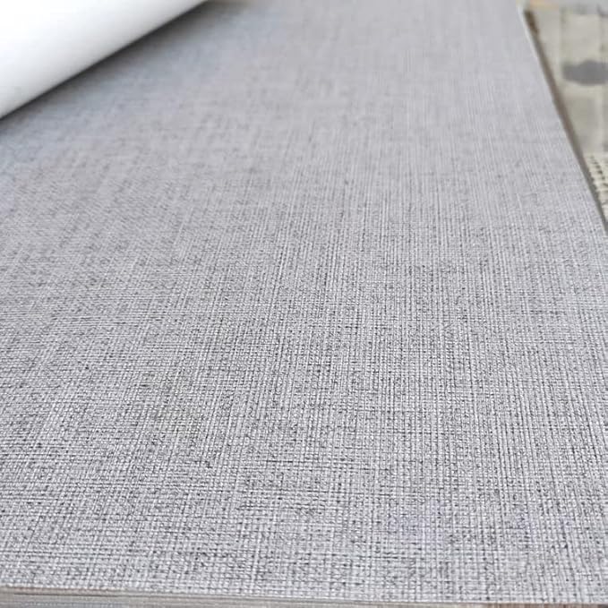 Fabric Peel and Stick Wallpaper Gray Faux Grasscloth Wallpaper Self-Adhesive Linen Wallpapers 17.8” x 197” Removable Wall Paper Embossed Textured Contact Paper Decoration Backsplash Countertop Liners