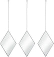 Accent Mirrors - Small Diamond Shape Decorative Mirror Wall Decor 3 Piece Set with Silver Chain