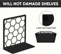 GEOMOD Geometric Honeycomb Black Metal Bookends Decorative - Tall Sturdy Book Ends for Shelves - Modern Heavy Duty Bookend Stopper - Office or Home Book Shelf Book Holder - 6x3.25x6.25 Inches - 2 Pair