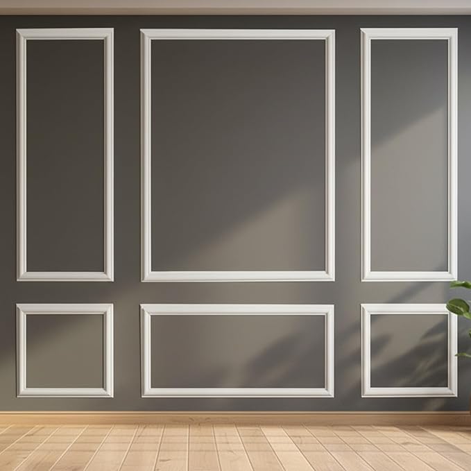 Peel and Stick Wall Molding, 3 Set Pre-Cut Wainscoting Panels, Upgraded 1.37