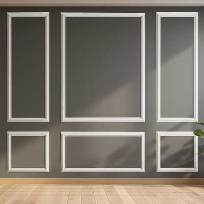 Peel and Stick Wall Molding, 3 Set Pre-Cut Wainscoting Panels, Upgraded 1.37" Width, Ready-to-Assemble Molding Trim for Interior Wall Décor Living Room Bedroom Accent