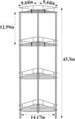 4 Tier Floor Standing Corner Shower Caddy Organizer Shelf with Hooks, Bathroom Shelves Stand Rack, Gray
