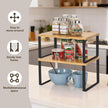 Cabinet Organizer Shelf, Set of 2 Stackable Counter Shelves, Wood and Metal Cabinet Storage Rack, Expandable Kitchen Spice Rack, Multi-Purpose Shelf for Pantry, Bathroom, or Tabletop