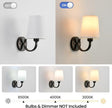 Wall Sconces Set of 2, Modern Wall Lamps for Bedroom, Sconces Wall Light Fixture with Beige Fabric Shade, Indoor Wall Mounted Lamps for Living Room Hallway Kitchen, Black Finish