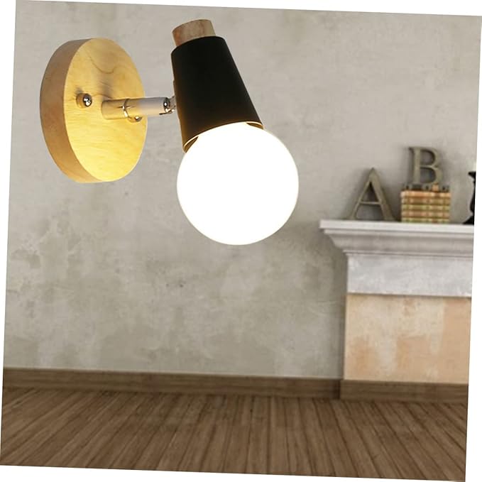 HOMSFOU Minimalist Solid Wood Wall Lamp Modern Loft Lighting No Bulb Room Wall Sconce Decor