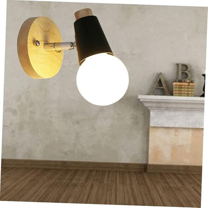 HOMSFOU Minimalist Solid Wood Wall Lamp Modern Loft Lighting No Bulb Room Wall Sconce Decor