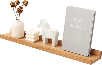 Oak Floating Shelves 36 Inch Wall Shelves for Decor and Storage, 6 Inch Deep Natural Solid Wood Shelf, Picture Ledge Shelf for Bedroom Bathroom Living Room KitchenLaundry Room
