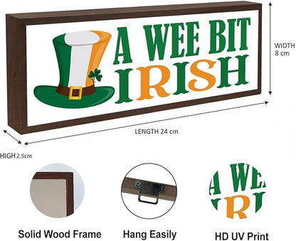 St Patricks Day Wooden Table Sign, Decorative Wooden Table Signs, St. Patrick's Day Themed Decor Decoration, Farmhouse Decor for Home Office, Irish Pride Gift, 9.5x3.1x1 inches
