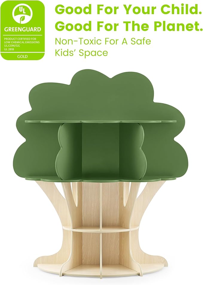 Delta Children Tree Bookcase - Greenguard Gold Certified, Fern Green/Crafted Natural