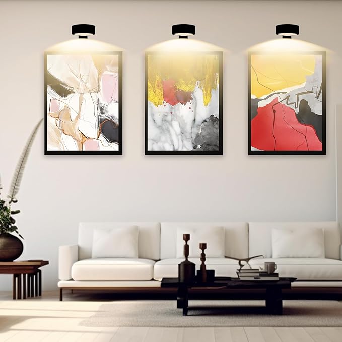 3PACK Picture Light Battery Operated with Remote, Painting Light for Wall Art with 3 Lighting Colors Dimmable, LED Art Display Accent Light on Wall for Poster Dartboard Frame Portrait Black
