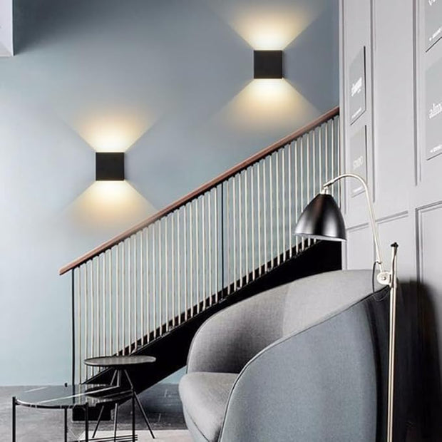 Modern Wall Light Small 7W LED 3000K Warm Light Fixtures Indoor Up Down Wall Wash Lamp Minimalist Wall Sconce Lighting for Living Room Bedroom Hallway Corridor Stairs(Black)