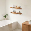 Solid Wood Floating Shelves Bathroom 24 inch Rustic Wall Wood Display Shelves with Grooves Set of 2 Home Decor for Living Room Bedroom Kitchen Farmhouse 24x6.7 inch - Brown