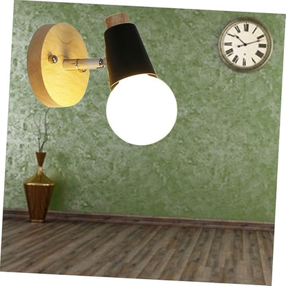 NUOBESTY Minimalist Solid Wood Wall Sconce Light Fixture Modern Black Design for Bedroom Bathroom Loft Decor No Light Bulb Included