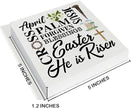 Easter Decor - Easter Decorations for Home - He Is Risen Wood Sign Home Office Living Room Bedroom Desk Shelf Table Tabletop Decor 5×5 Inches