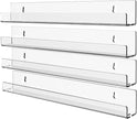 KLGO 4 Pack 15 Inch Acrylic Invisible Kids Floating Bookshelf for Kids Room,Modern Picture Ledge Display Toy Storage Wall Shelf,Clear (4 Pack)