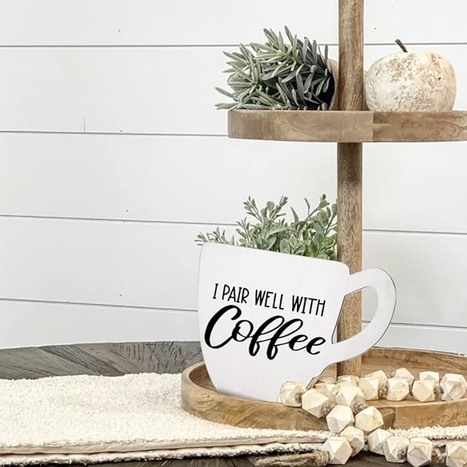 Funny Coffee Bar Sign, Modern Coffee Sign, Coffee Table Sign Gifts for Coffee Lover, Women, Friends, Vintage Coffee Plaque for Tier Tray Decor, Shelf, Coffee Station, Office, Coffee Bar (Coffee10)