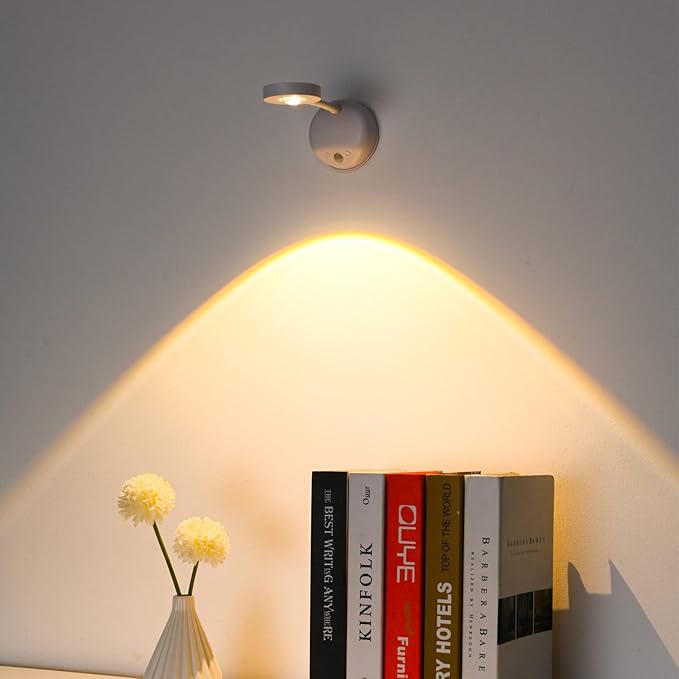 Wireless Picture Light Battery Operated Set of 2, Painting Light with Motion Sensor and Rotatable Tube, Stepless Dimming Art Display Light for Picture Frame