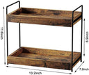 2-Tier Bathroom Counter Organizer, Wood Kitchen Countertop Spice Rack, Vanity Cosmetic Makeup Organizers Shelf for Bathroom Storage Organization, Rustic Brown