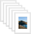 PEALSN 9x12 Picture Frame Set of 6, Display Pictures 6x8 with Mat or 9x12 without Mat for Wall Mounting or Table Top Display, Photo Frames Collage for Wall Decor, White.