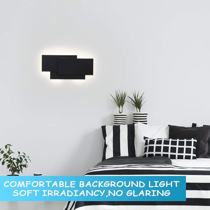Ralbay 15.75”/36W LED Modern Wall Sconce Indoor Matte Black Wall Mount Light for Living Room Bedroom Staircase Hallway Natural White 4000K