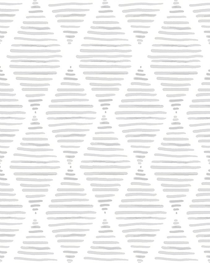 White and Silver Gray Peel and Stick Wallpaper 17.7