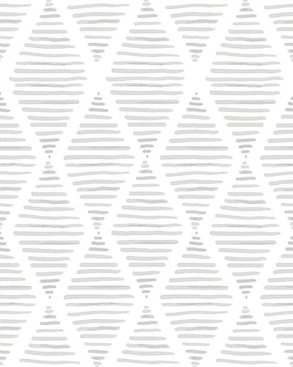 White and Silver Gray Peel and Stick Wallpaper 17.7"x300"Modern Stripe Contact Paper Rhombus Wall Paper Vinyl Shelf Paper & Drawer Liner Roll for Bedroom Living Room.