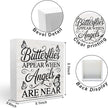 Rustic Religious Sympathy Quote Wood Box Sign Butterflies Appear When Angels are Near Wooden Box Sign Home Desk Shelf Decor Christmas Birthday Gifts for Women Friends Family