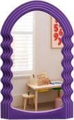 Wavy Mirror Wall Decor for Girly Nursery Bedroom, Small Decorative Irregular Mirrors for Modern Vintage Home Office Living Room Housewarming Birthday Gift, Unique Hanging Art Accent (Purple)