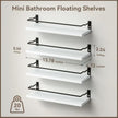 RICHER HOUSE White Bathroom Floating Wall Shelf Set of 4, Small Organizer Over Toilet Storage, Guard-Rail Kitchen Shelves - White
