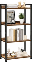 NUMENN Bookshelf, 4 Tier Bookshelves, Home Office Bookcase Shelf Storage Organizer, Free Standing Storage Shelving Unit for Bedroom, Living Room and Home Office, Vintage