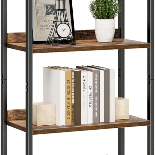 NUMENN Bookshelf, 4 Tier Bookshelves, Home Office Bookcase Shelf Storage Organizer, Free Standing Storage Shelving Unit for Bedroom, Living Room and Home Office, Vintage