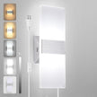 TRLIFE Modern Wall Sconce, Adjustable 4 Color Temperature LED Wall Sconce Plug in, 12W LED Acrylic Wall Mounted Light Wall Lights with 6FT Plug in Cord for Bedroom Bedside Stairway(1 Pack, Silver)