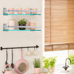 2-Pack Tempered Glass Bathroom Shelf with Rail, 15