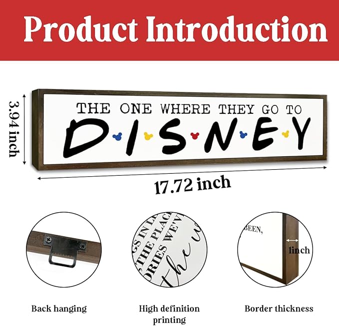 Cute Decor Signs, Rustic Farmhouse Wood Wall Decoration for Home Bedroom Living Room, Wooden Tabletop Decor Sign, Disney Decor Signs, The One Where They Go To Disney Sign