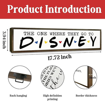 Cute Decor Signs, Rustic Farmhouse Wood Wall Decoration for Home Bedroom Living Room, Wooden Tabletop Decor Sign, Disney Decor Signs, The One Where They Go To Disney Sign