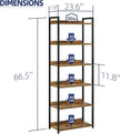 NUMENN Bookshelf, 6 Tier Bookshelves, Home Office Bookcase Shelf Storage Organizer, Free Standing Storage Shelving Unit for Bedroom, Living Room and Home Office, Vintage