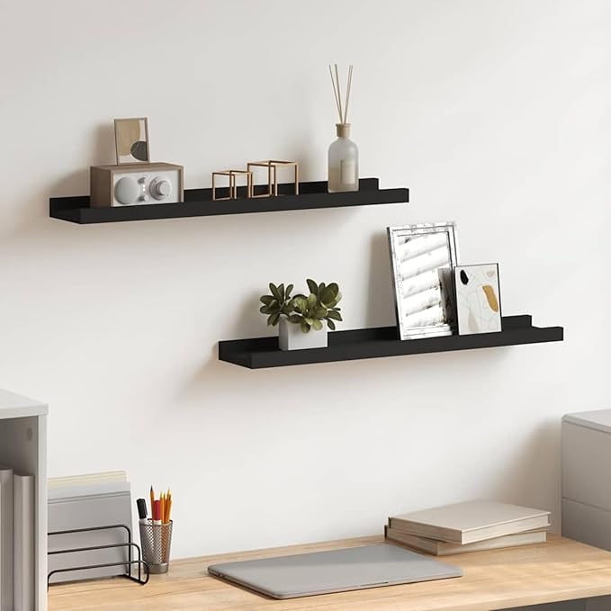 Picture Frame Ledge Shelves, Wall Mounted Display Shelves 60x9x3 cm MDF for Photo Display and Wall Decoration