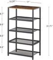 Narrow Shoe Rack for Front Door Entrance, Entryway, and Closet Shoe Organizer with 4 Sturdy Metal Mesh Shelves and Wooden Top, Holds 10 Pairs, Ideal for Storage or Display