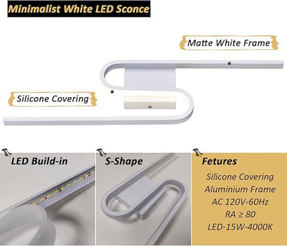 White Modern Wall Sconce Light Led Sconces Wall Lighting Indoor Wall Light Sconces Hardwired Bathroom Bedroom Wall Lights