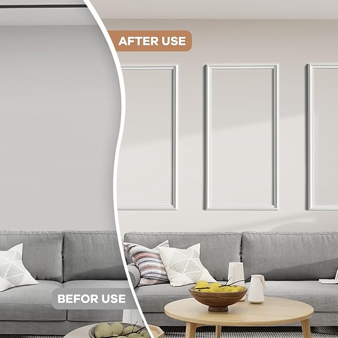 PALMPOP Peel and Stick Wall Molding Kit of 3 Frames,Premade Accent Wainscoting Panels, Ready to Molding Trim for Living Room Bedroom Corridor Home Interior Wall Panel Decor (24x12in)