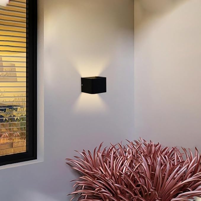 Modern Wall Light Small 7W LED 3000K Warm Light Fixtures Indoor Up Down Wall Wash Lamp Minimalist Wall Sconce Lighting for Living Room Bedroom Hallway Corridor Stairs(Black)