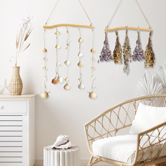2Pcs 15 Inch Driftwood for Crafts Natural Driftwood Decorative Branches, Home Wall Hanging Decor Jewelry Organizers with 5 Hooks, Handcrafted from Natural Drift Wood for Keys Hats Entryway