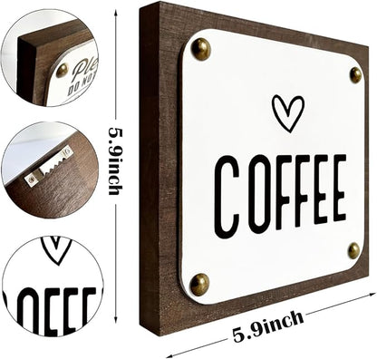 HALUOSI Rustic Coffee Sign Decor, Wooden Box Signs Art, 5.9x5.9 Inch, Multicolor 01, Wood Material