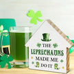St. Patrick's Day Decor, Leprechaun Decorations, the Leprechauns Made Me Do It House Shaped Wood Block Sign, Home Office Decor for Desk Table Shelf, St Patricks Day Decorations