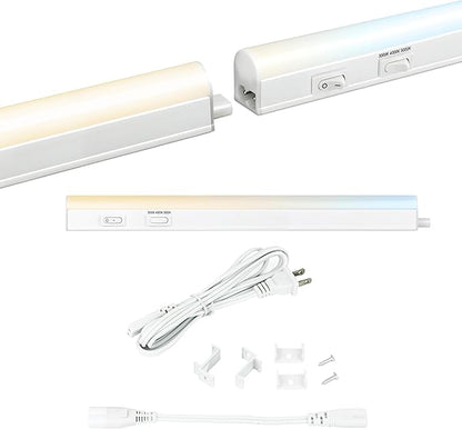 Sunlite LED Under Cabinet Lighting Plug in 12 Inch Linkable Under Counter Lights for Kitchen 16 Watts, 120 Volts, 1600 Lumens, Adjustable 3 CCT 3000K-5000K, 50,000 Hour Lifespan, ETL Listed LED Light