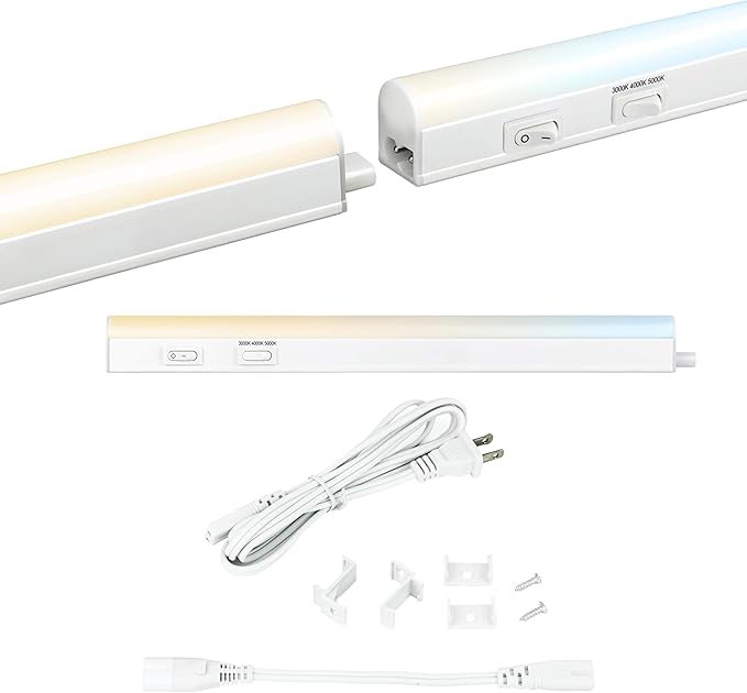 Sunlite LED Under Cabinet Lighting Plug in 12 Inch Linkable Under Counter Lights for Kitchen 16 Watts, 120 Volts, 1600 Lumens, Adjustable 3 CCT 3000K-5000K, 50,000 Hour Lifespan, ETL Listed LED Light