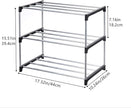 Stackable Small Shoe Rack, Entryway, Hallway and Closet Space Saving Storage and Organization (3-Tier, Black)