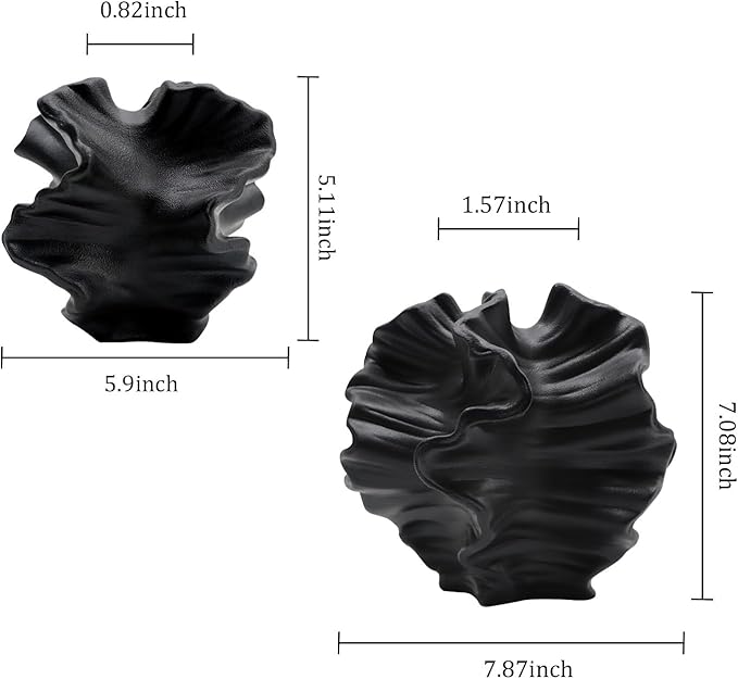 Ceramic Vase - Set of 2 for Home Decor,Black Flower Shape Pampas Vases Minimalist Nordic Boho Style for Modern Farmhouse Decor, Living Room、 Kitchen、Mantle、Bedroom、Dining Table、Office